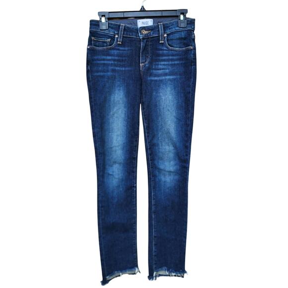 Paige Skyline Ankle Peg Raw Step Hem Mid-Rise Jeans Brookdale Size 25 - Picture 1 of 7